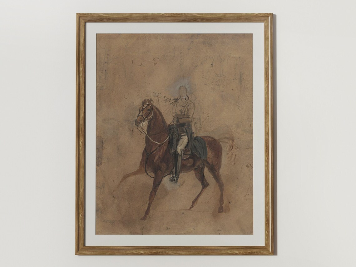 Vintage Horse Drawing Art Print, Dark Academia Decor - Image 2