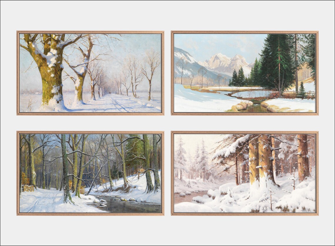 Winter Landscape Set, Snow Forest Art Print