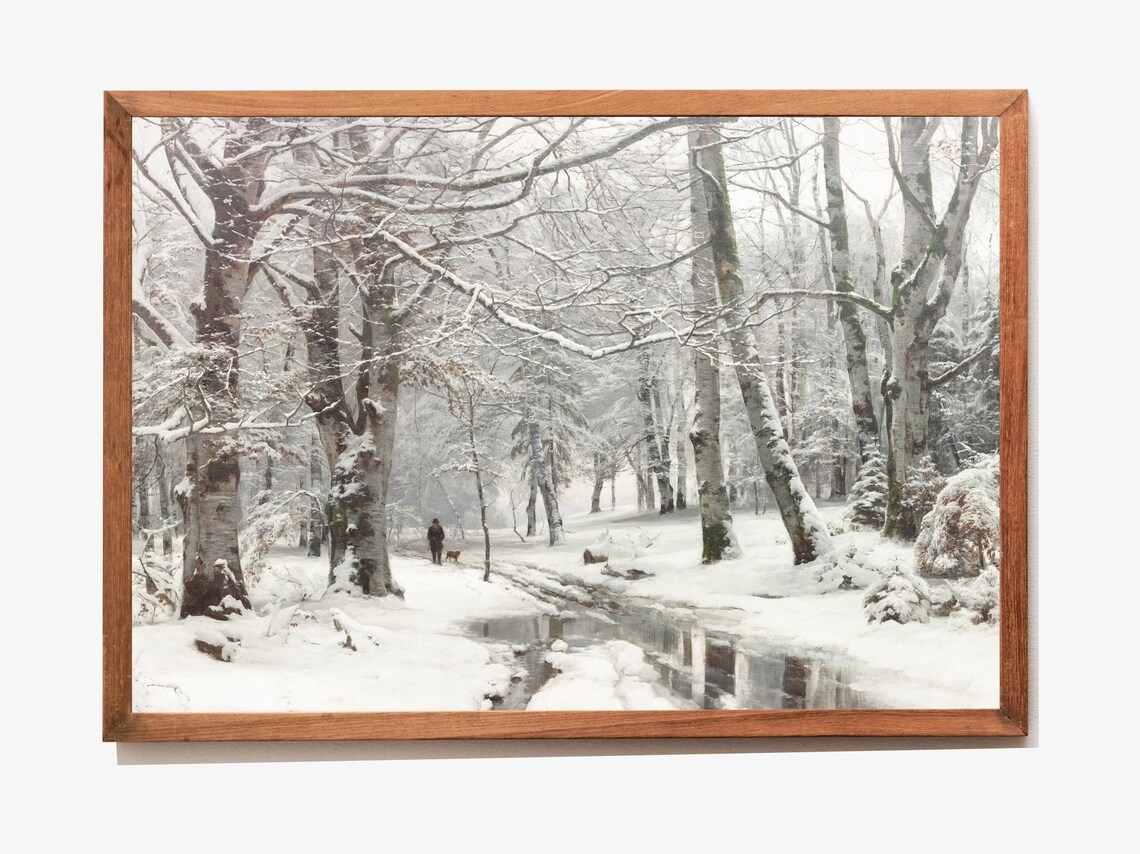 Beech Forest Winter Art Print, Christmas Decor - Image 3