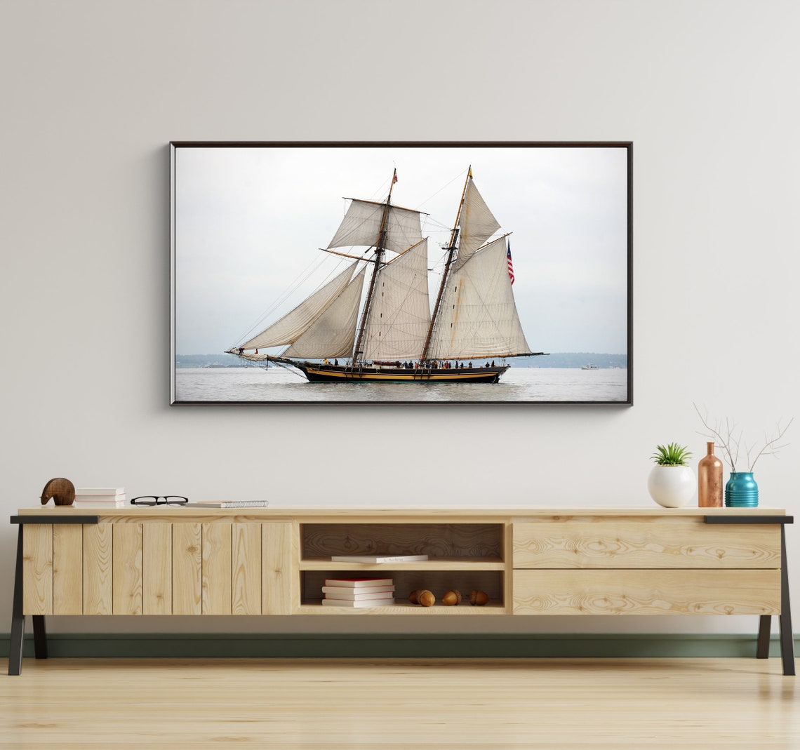 Tall Ship Under Full Sail Ocean Voyage Nautical Photo Poster