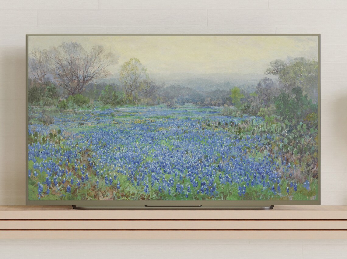 Field of Bluebonnets Vintage Landscape Art Print - Image 3