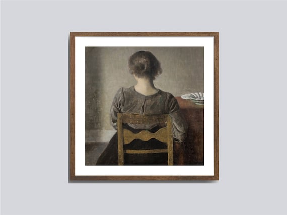 Hammershoi Woman Seated From Behind Quiet Interior Painting Print