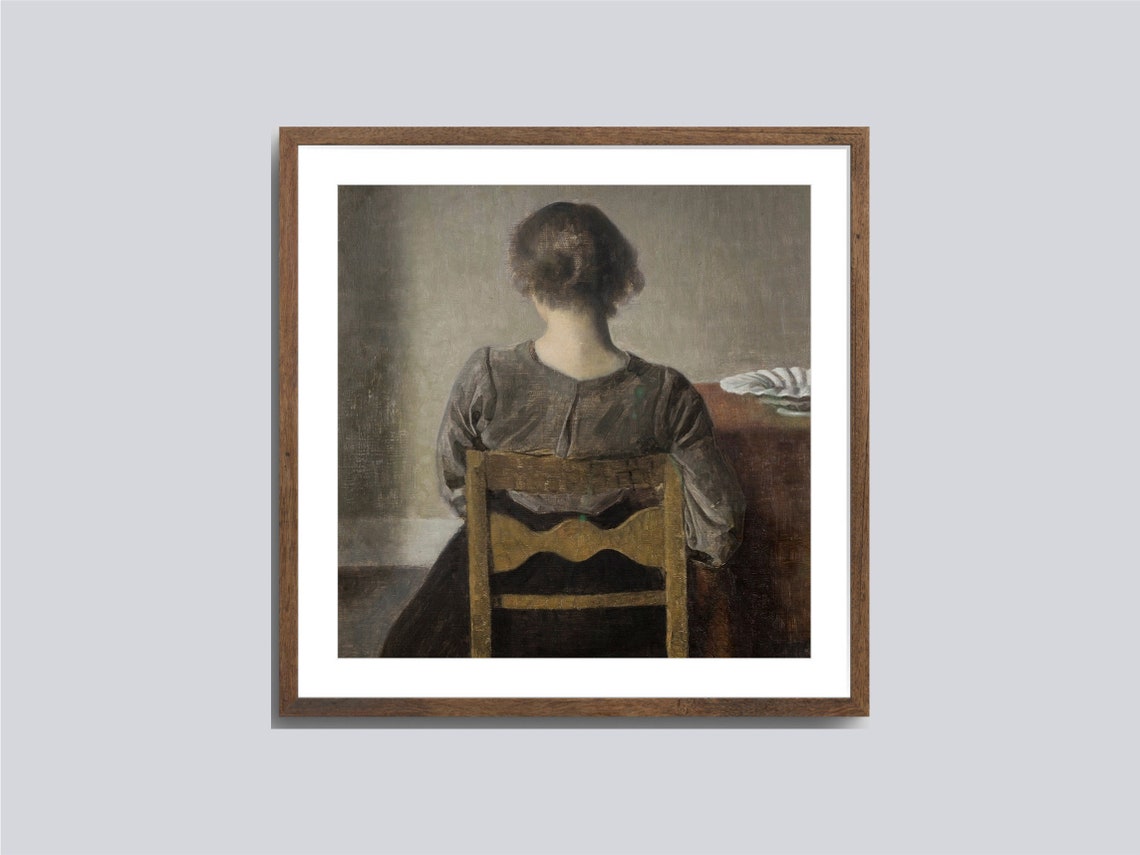 Hammershoi Woman Seated From Behind Quiet Interior Painting Print