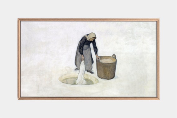 Frame Tv Art Laundry On Ice And In Snow Paintings Of Women Vintage Art 4k Frame Tv Art Instant
