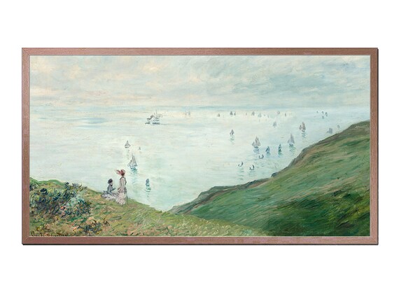 Claude Monet Cliffs at Pourville Sailboats Impressionist Artwork Poster