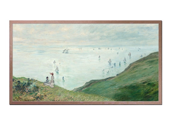 Frame Tv Art Cliffs At Pourville 1882 By Claude Monet Farmhouse Wall Decor Frame Tv Art Art For Tv