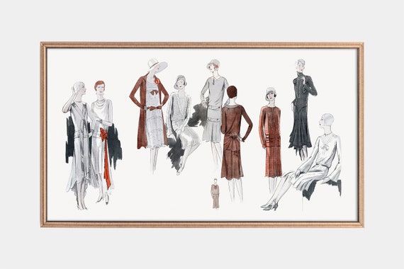 Frame Tv Art Vintage Fashion Drawing Art For Tv Frame Frame Tv Art