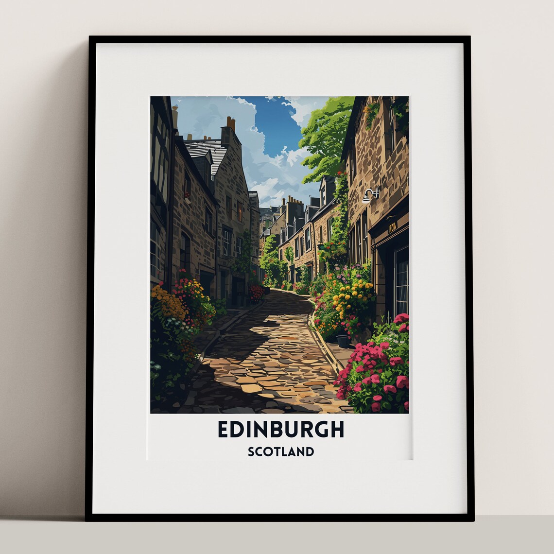 Edinburgh New Town Lane Travel Poster, Cityscape
