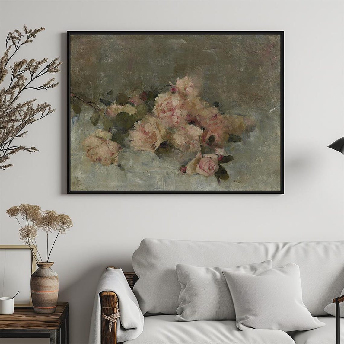 Blush Pink Roses Still Life Vintage Floral Oil Painting Poster - Image 5