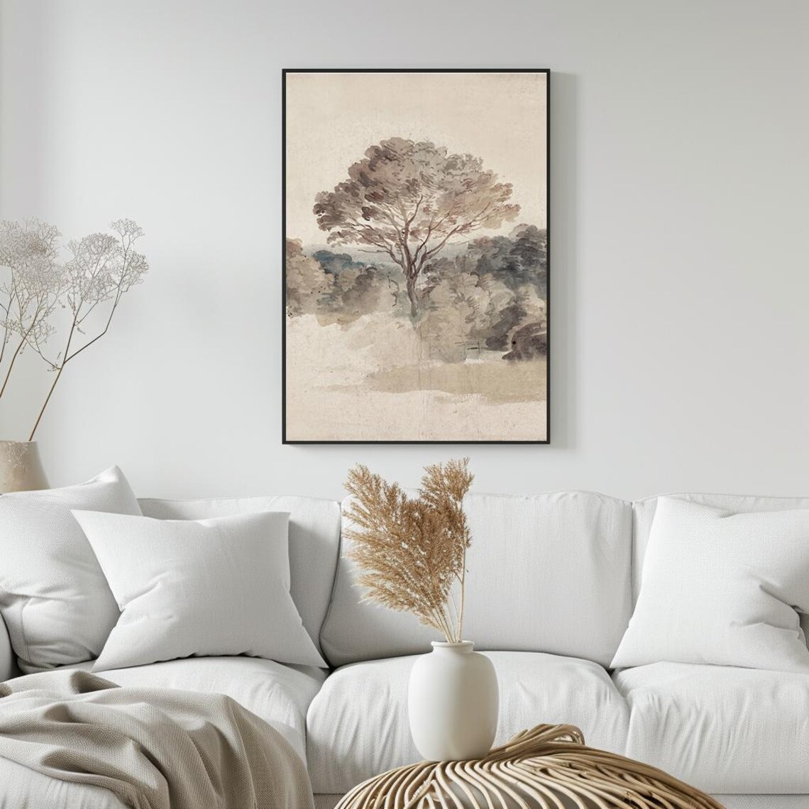 Minimalist Tree Watercolor Painting, Landscape Art Print - Image 5