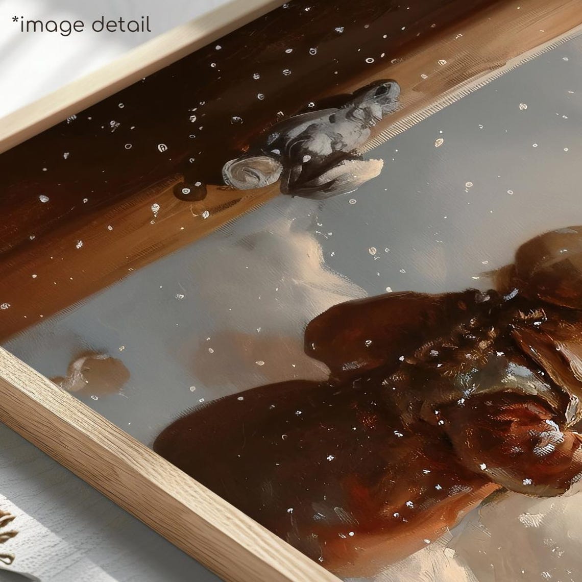 Vintage Christmas Scene Children Building Snowman Cozy Poster - Image 4