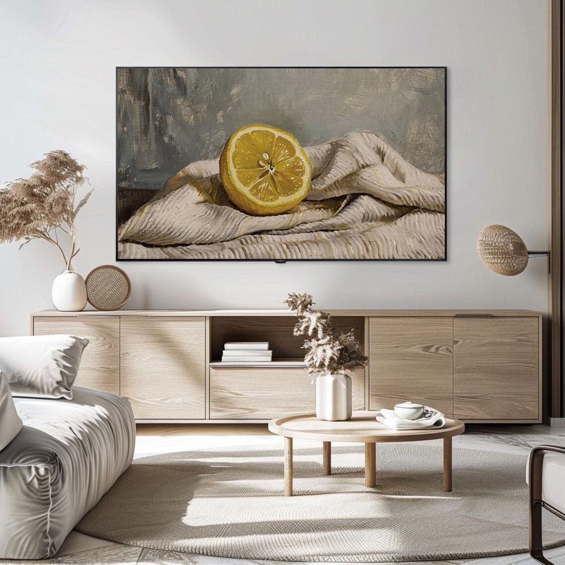 Fresh Half Lemon Still Life Oil Painting Citrus Kitchen Poster - Image 5