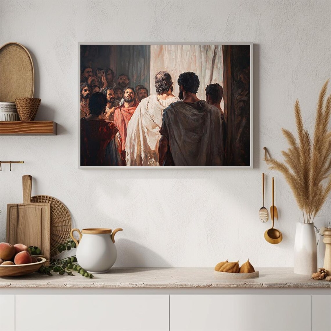 Jesus Disciples Crowd Biblical Scene Classic Christian Art Poster - Image 4