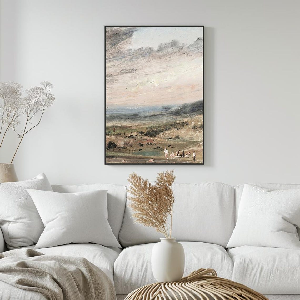 Victorian Beach With Figures Under Dramatic Cloudy Sky Painting Poster - Image 5