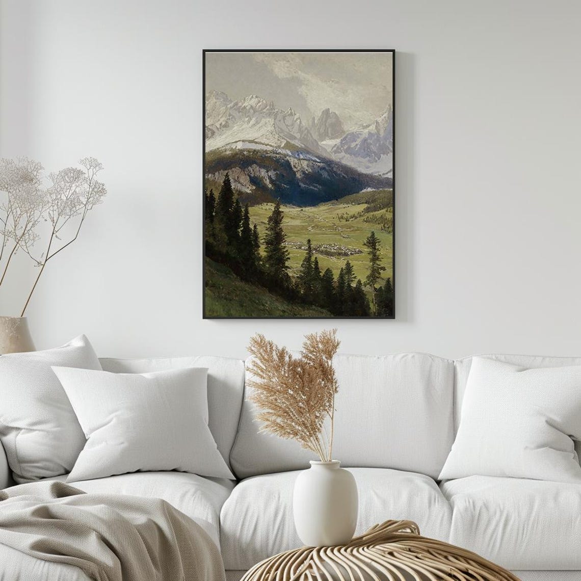Snowy Alpine Peaks With Evergreen Forest Mountain Landscape Poster - Image 5