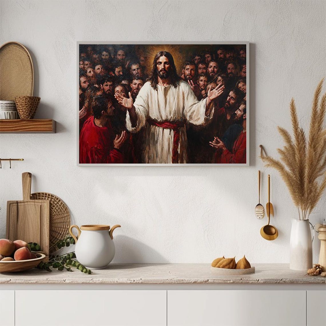 Jesus Christ Teaching the Multitude Dramatic Biblical Painting Poster - Image 4