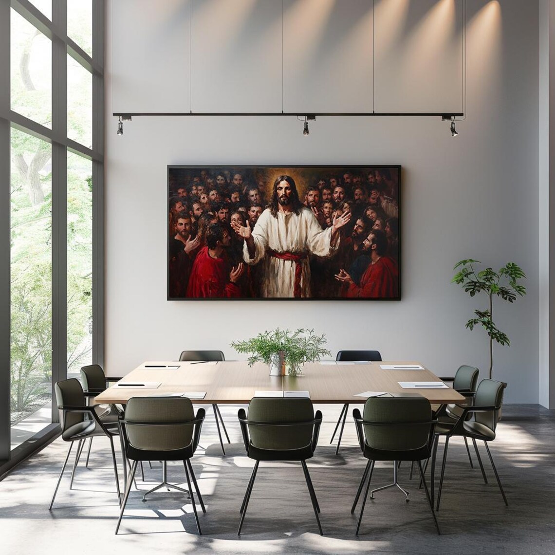 Jesus Christ Preaching to the Multitude Classical Religious Painting Poster - Image 3