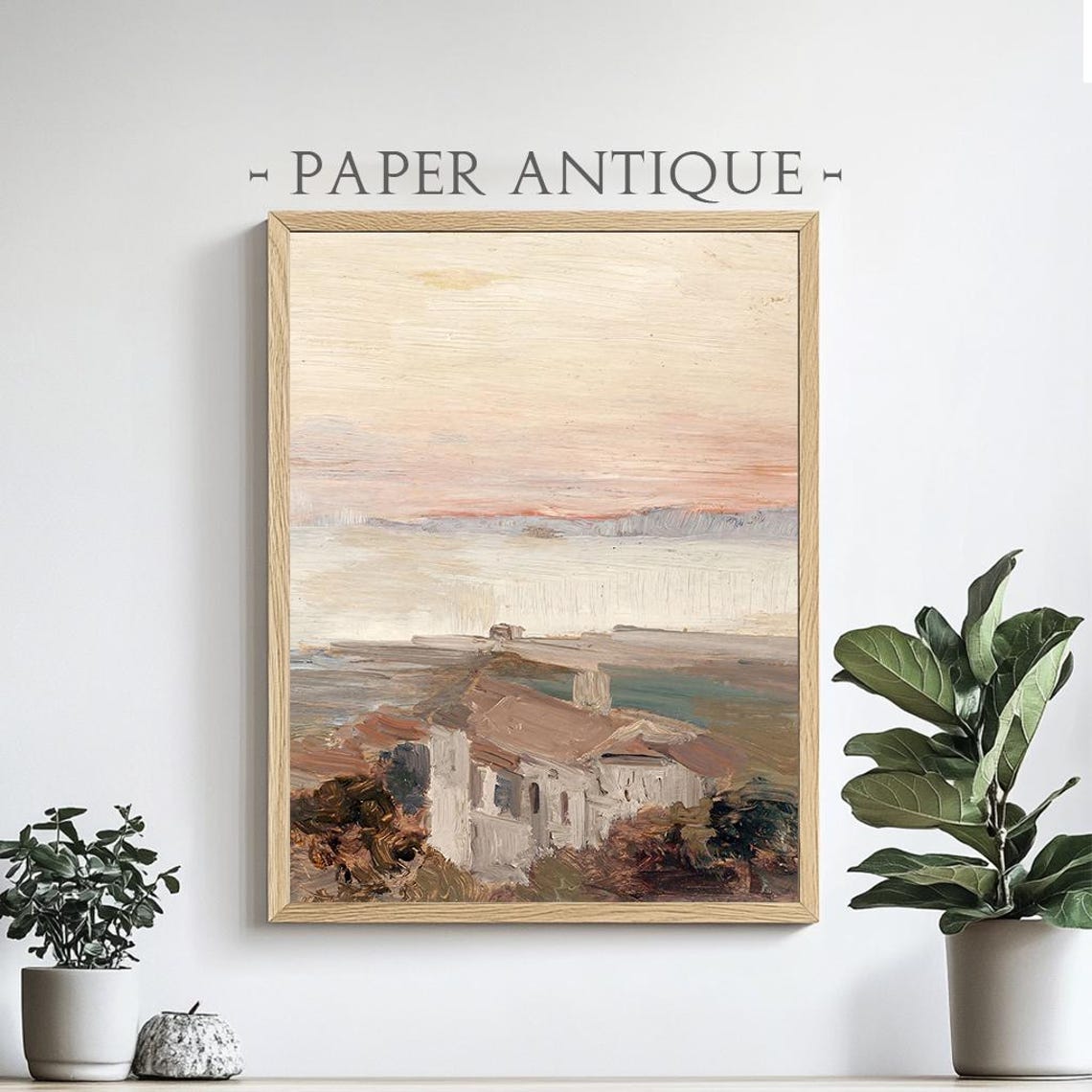 Coastal House At Sunset Pink Sky Impressionist Seaside Poster
