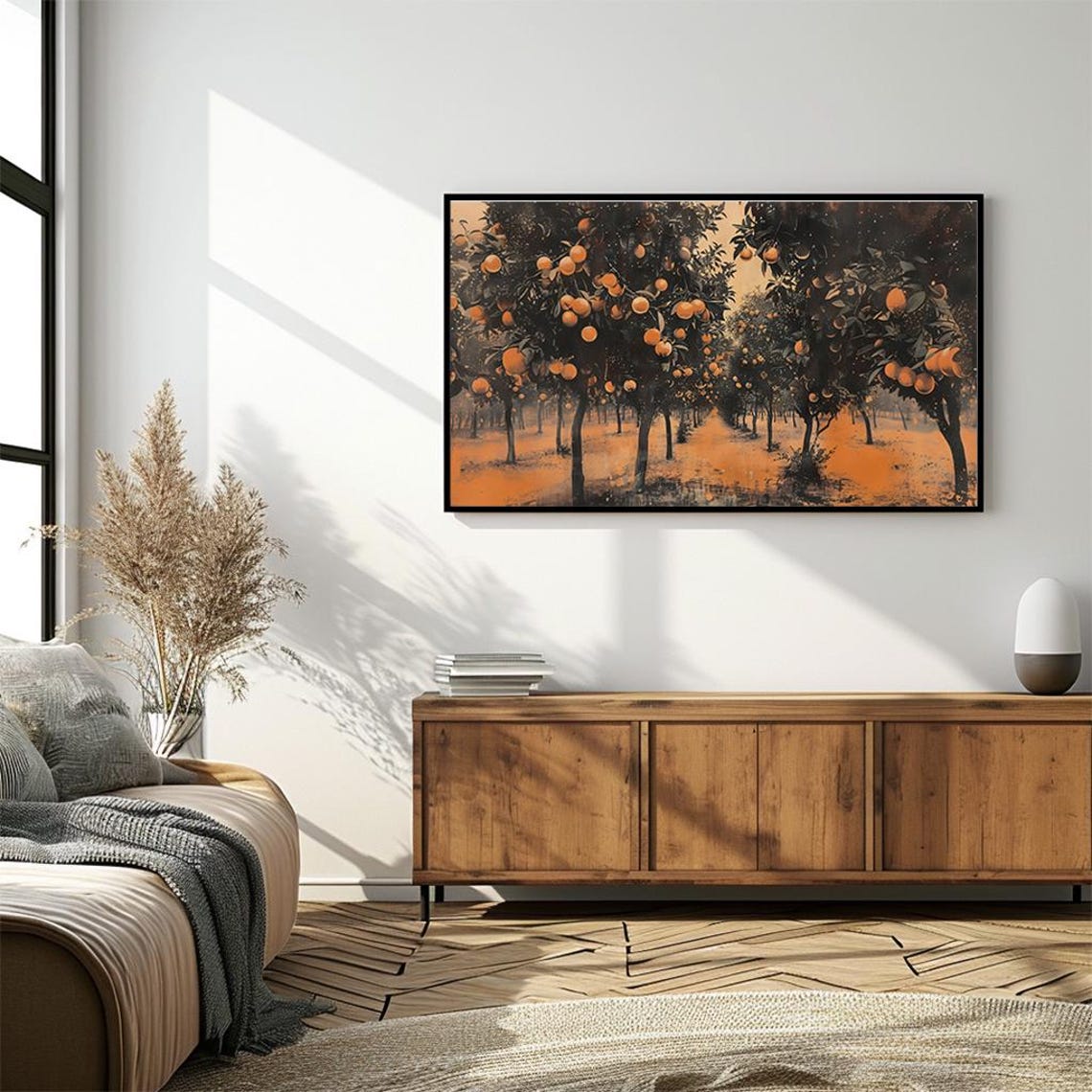 Orange Grove at Dusk Glowing Citrus Trees Evening Scene Poster - Image 4