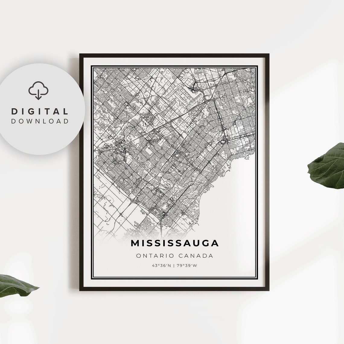Mississauga Map Print Ontario On Canada Art Poster City Street Road Np653