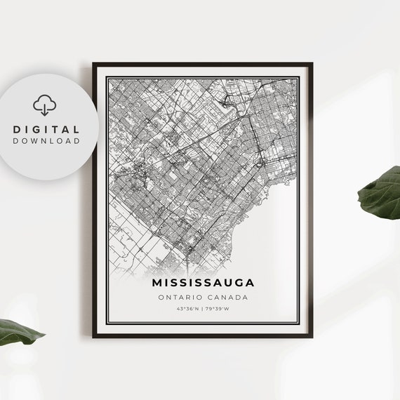 Mississauga Map Print Ontario On Canada Art Poster City Street Road Np653