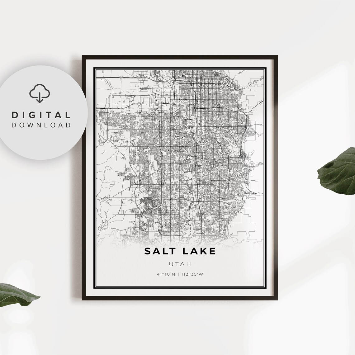Salt Lake Utah Minimalist City Street Grid Map Poster Artwork