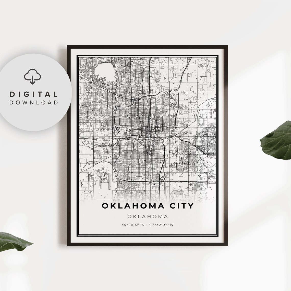 Oklahoma City Map Print Ok Usa Art Poster Street Road Prints Np192