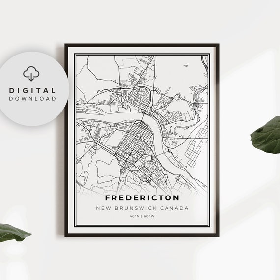 Fredericton Map Print New Brunswick Nb Canada City Street Road Wall Np538