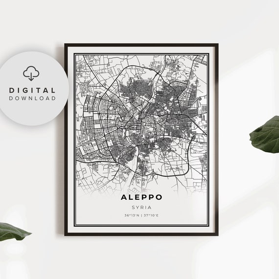 Aleppo Map Print Syria Art Poster City Street Road Office Gift Ideas Np540