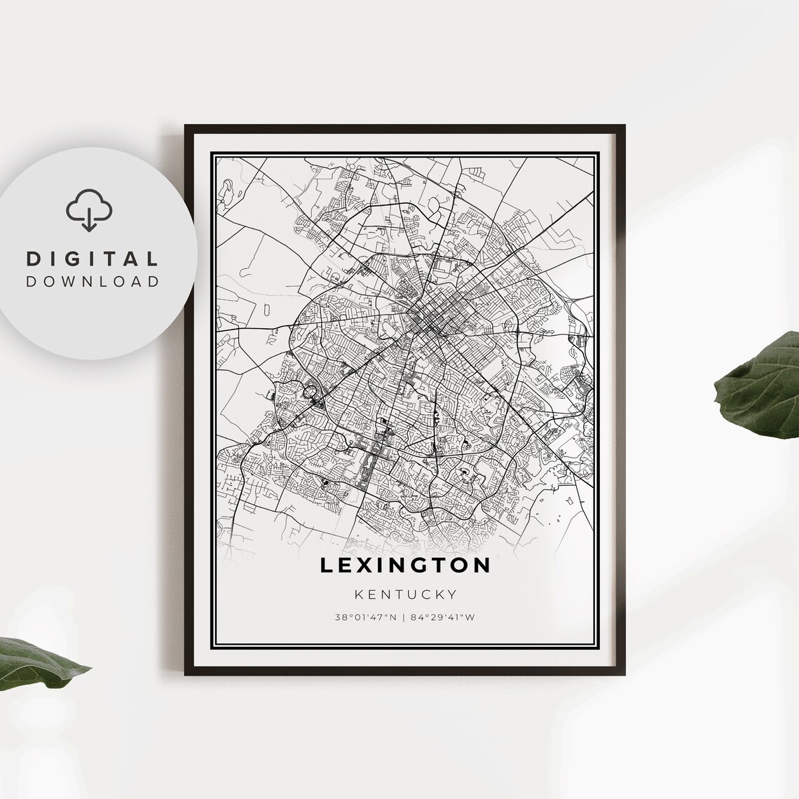 Lexington Kentucky Historic Street Map Minimalist City Art Poster