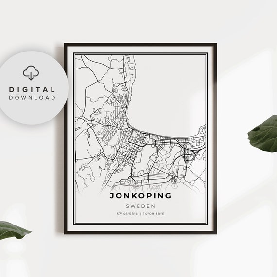 Jonkoping Map Print Sweden Art Poster City Street Road Kitchen Gifr For A Doctor Np626