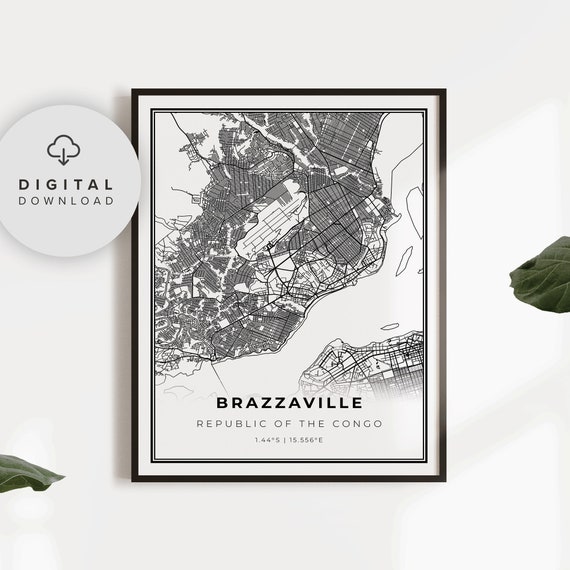 Brazzaville Map Print Republic Of The Congo Art Poster Balazavile City Street Road Np814