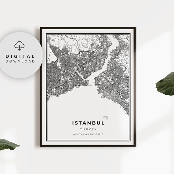 Istanbul Map Print Turkey Art Poster Marmara City Street Road Prints Gift For Her Np583