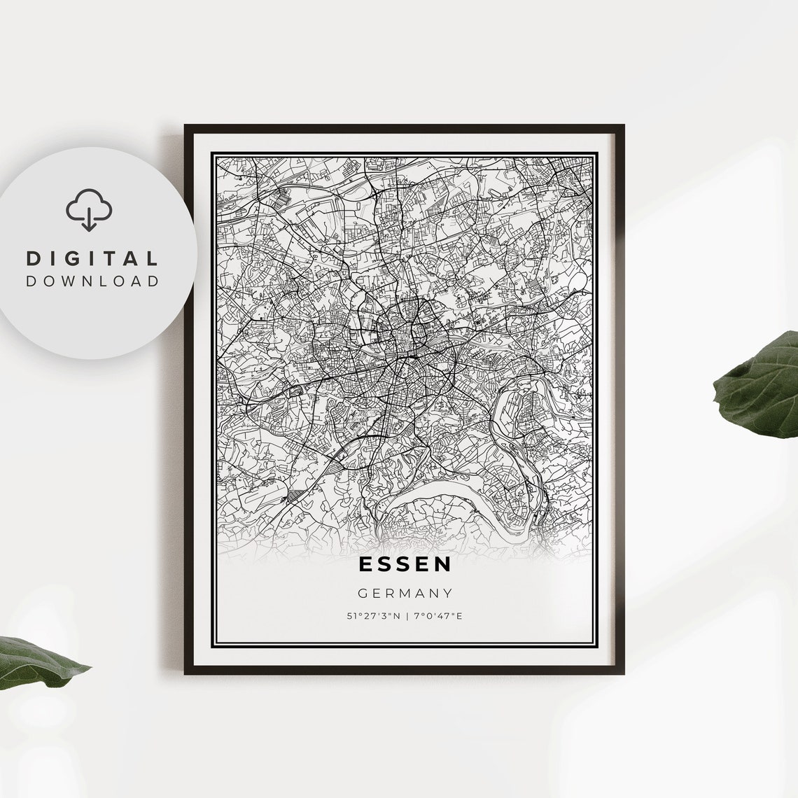Essen Map Print Germany Art Poster City Street Road Wall Hometown Np516