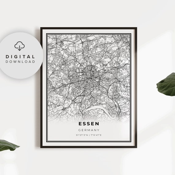 Essen Map Print Germany Art Poster City Street Road Wall Hometown Np516