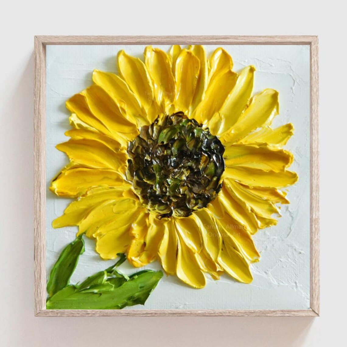 Custom Sunflower Impasto Oil Painting Minimalist Art Print