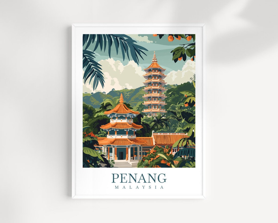 Penang Travel Poster, Malaysia Wall Decor