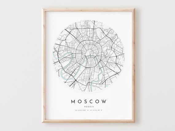 Moscow Map Print City Street Art Poster