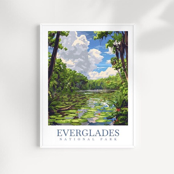Everglades National Park Lily Pad Lagoon Lush Scenic Poster Art