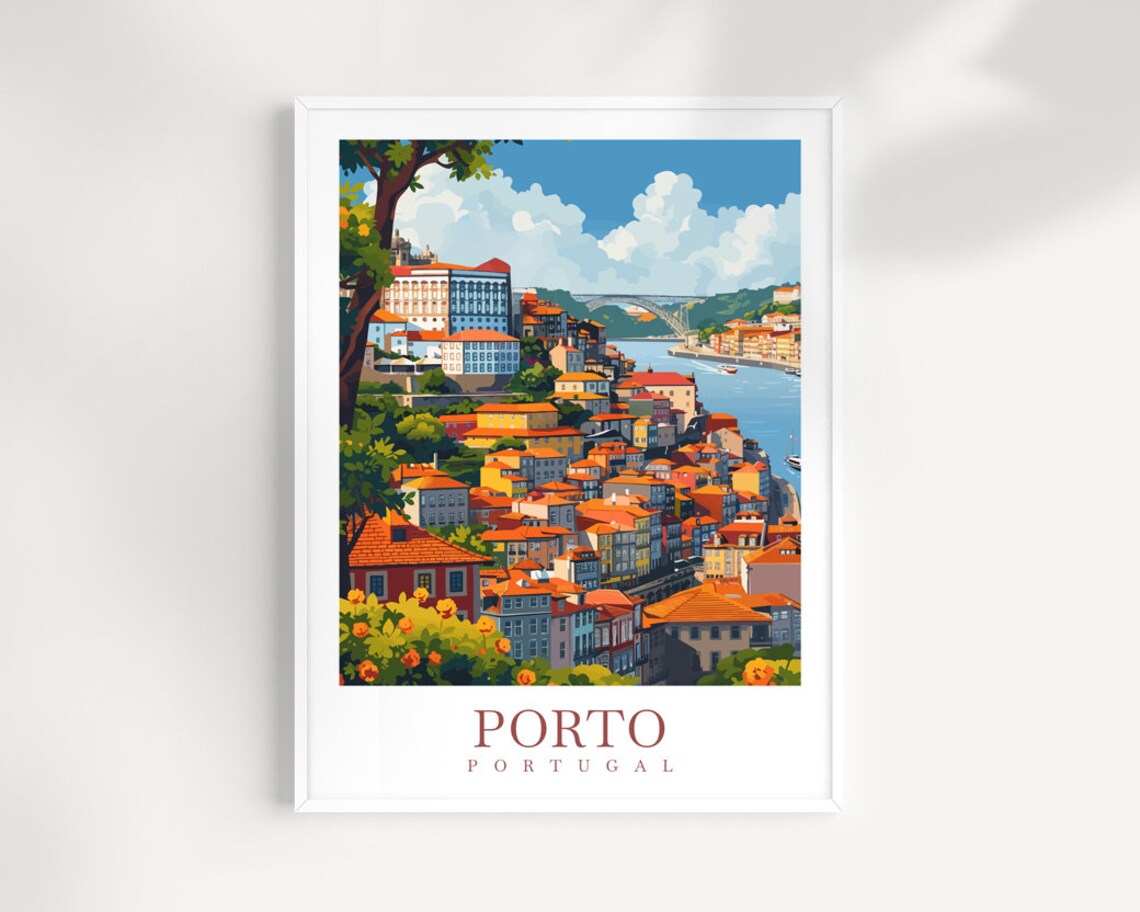 Porto Portugal Riverside Old Town Colorful Houses Travel Wall Art