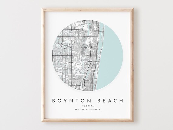 Boynton Beach Map Art Print Florida City Street Decor