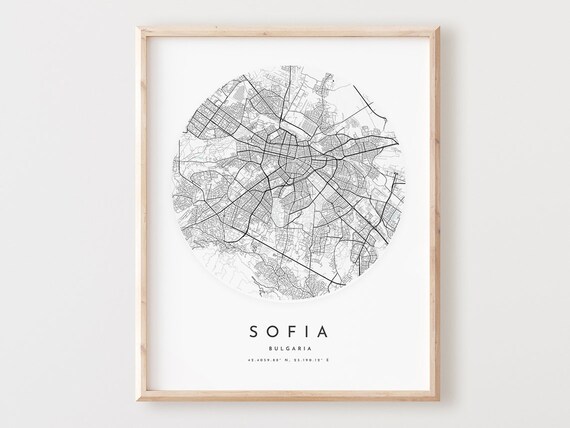 Sofia Map Print Bulgaria Cityscape Wall Art