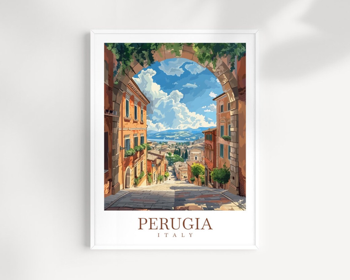 Perugia Travel Poster, Italy Wall Art Decor