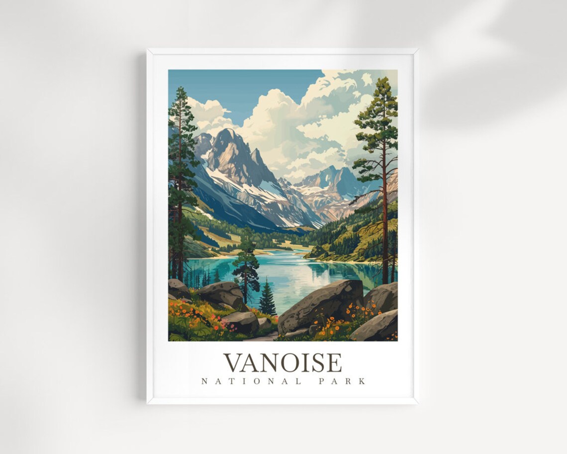 Vanoise National Park Alpine Lake Peaks France Travel Poster