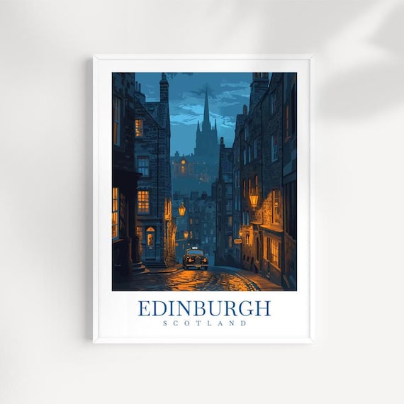 Edinburgh Cityscape Print Scotland Travel Wall Art