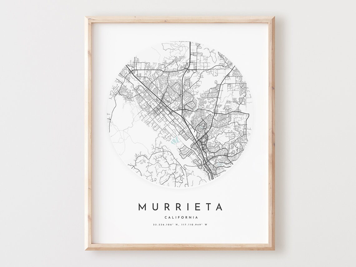 Murrieta Map Print Modern City Street Art