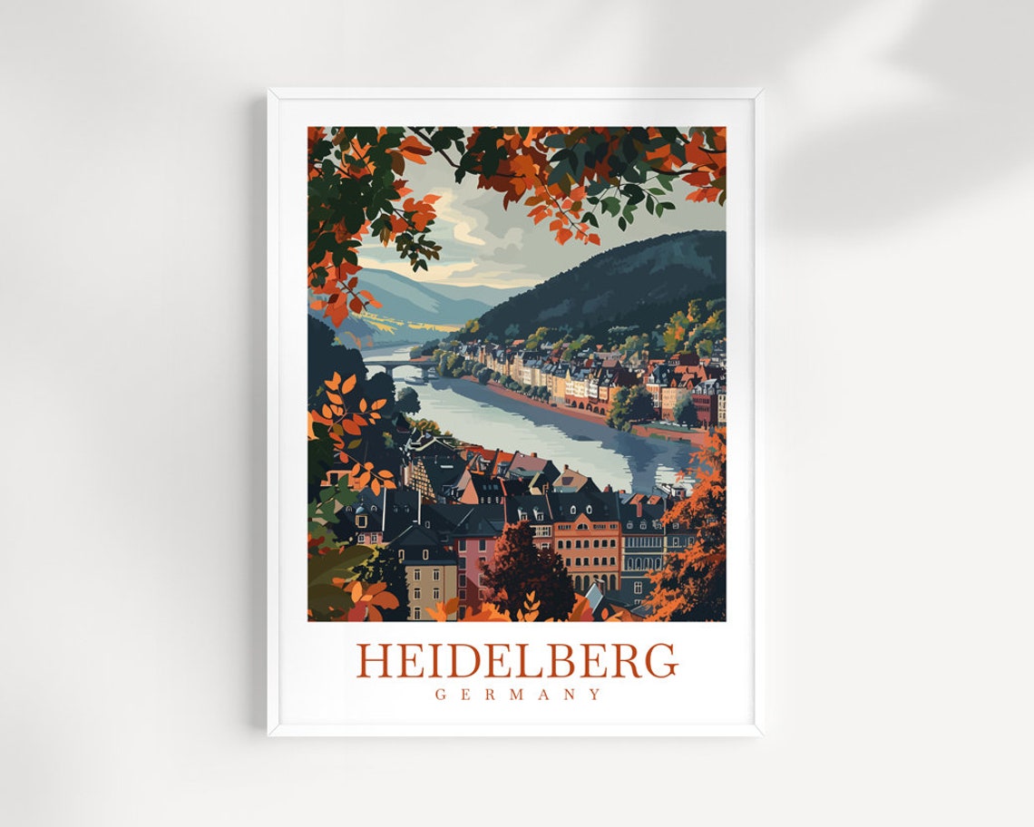 Heidelberg Germany Old Town River Valley Autumn Scene Poster