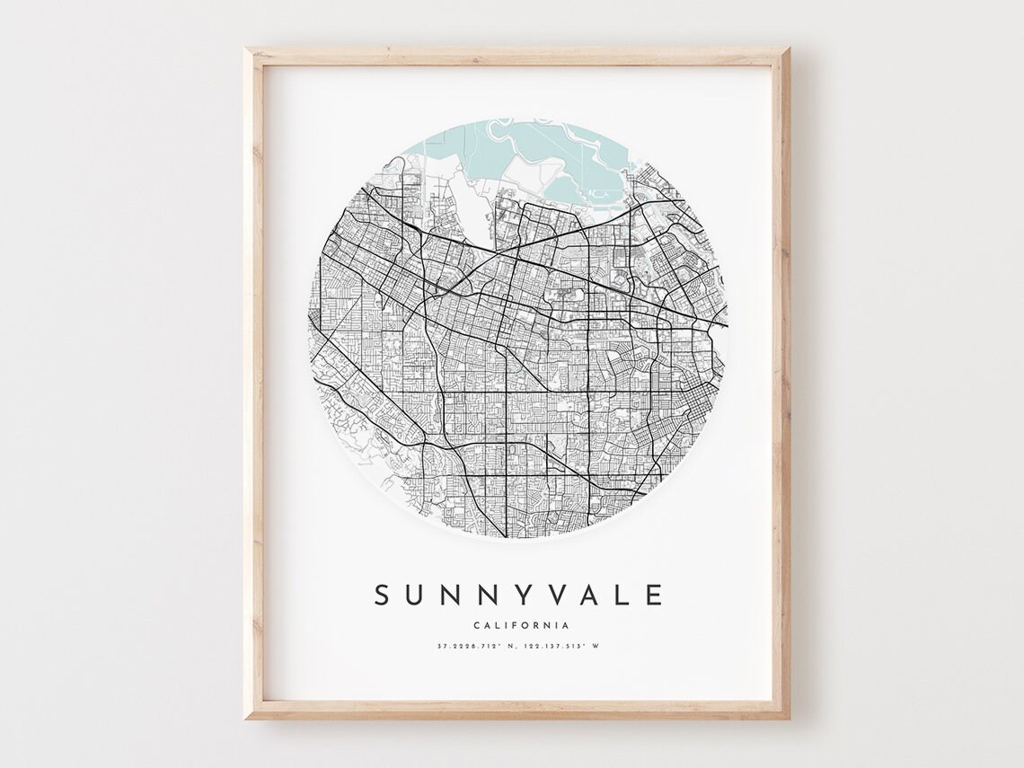 Sunnyvale Map Print Modern City Wall Art