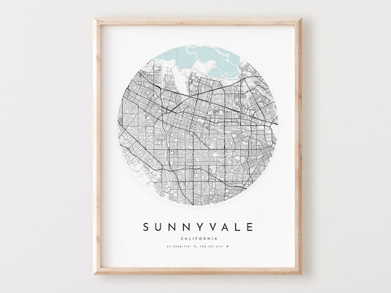 Sunnyvale Map Print Modern City Wall Art