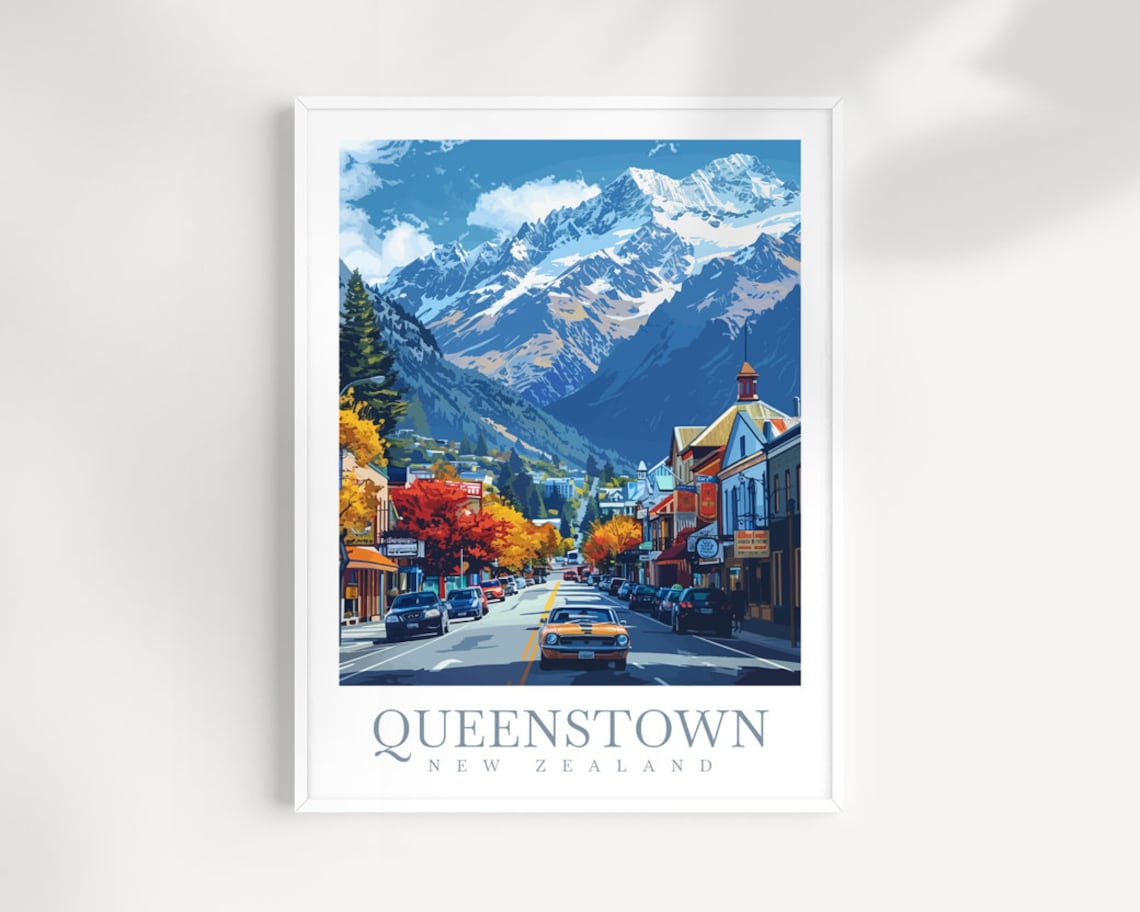 Queenstown New Zealand Travel Poster, Travel Poster